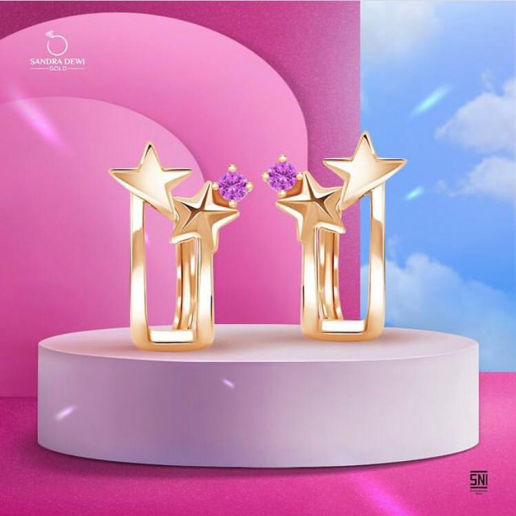 Anting Sandra Dewi Gold Special Anniversary 4 Pink Core Collections EA230007