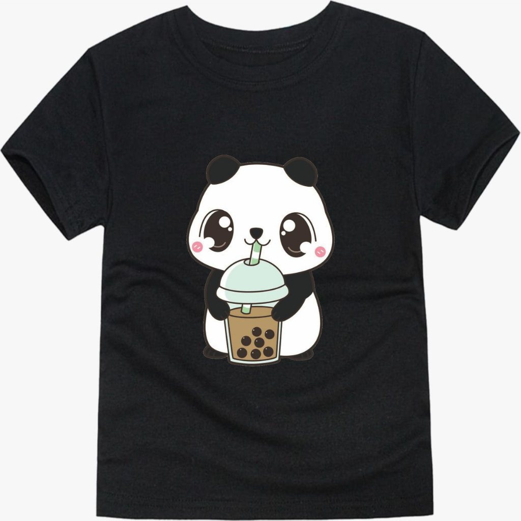Baju Kaos Anak Perempuan Atasan Motif Boba Bahan Adem Kualitas Distro umur 1- 10 tahun Warna Hitam