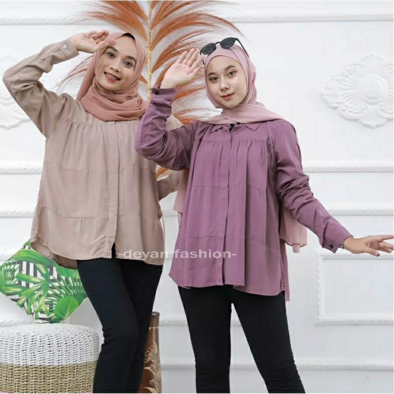 Fuji Blouse | Atasan Blouse | Kemeja Bahan Rayon Premium