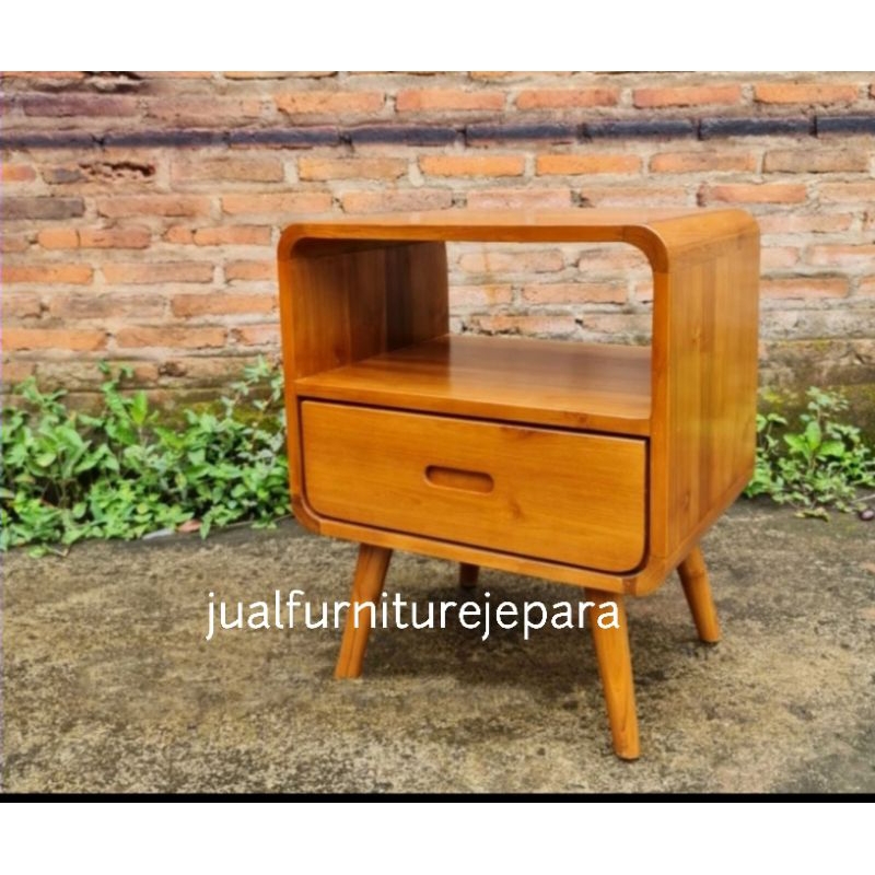bedside Nakas laci minimalis kayu jati Jepara, Nakas laci minimalis kayu jati