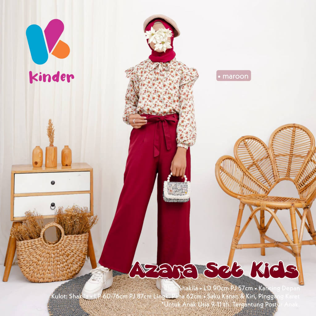 Set Azara Blouse Atasan Celana Setelan Baju Anak Dress Maxy Remaja Kids Baby Girl Busana Maxi Jeans 