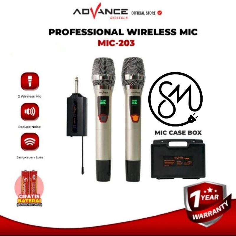 Microphone Advance MIC-203 Digital Wireless Mic nirkabel MIC203 Double