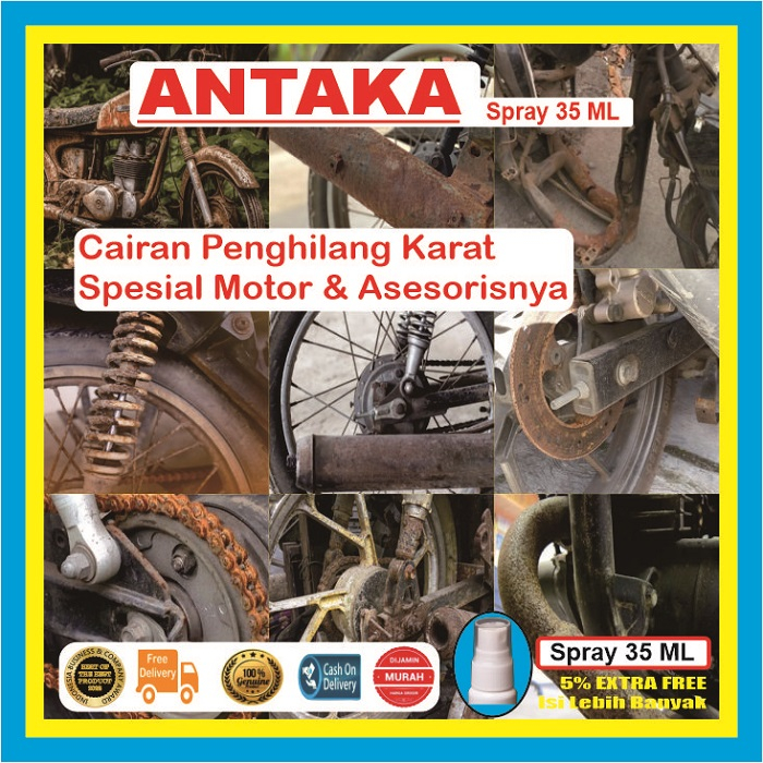 ANTAKA Cairan Penghilang Karat Motor 35 ML Tangki Mesin Rantai Injektor Ruji Leher Knalpot Velg Pele