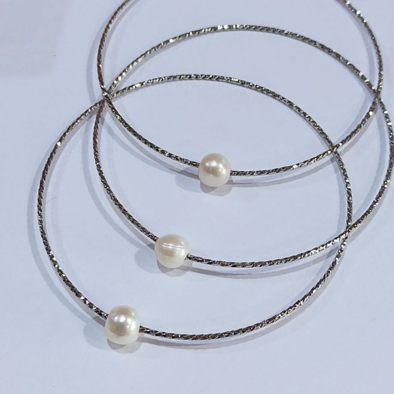 3PCS GELANG KERONCONG PUTIH MUTIARA TAWAR ASLI LOMBOK