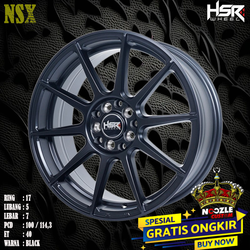 VELG RACING HSR RING 17 LUBANG 5 PELEK MOBIL HSR BAUT 5 TYPE NSX BLACK