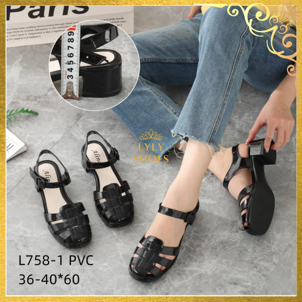 Sandal Jelly Wanita Wedges Import Balance Tali Belakang 758-2