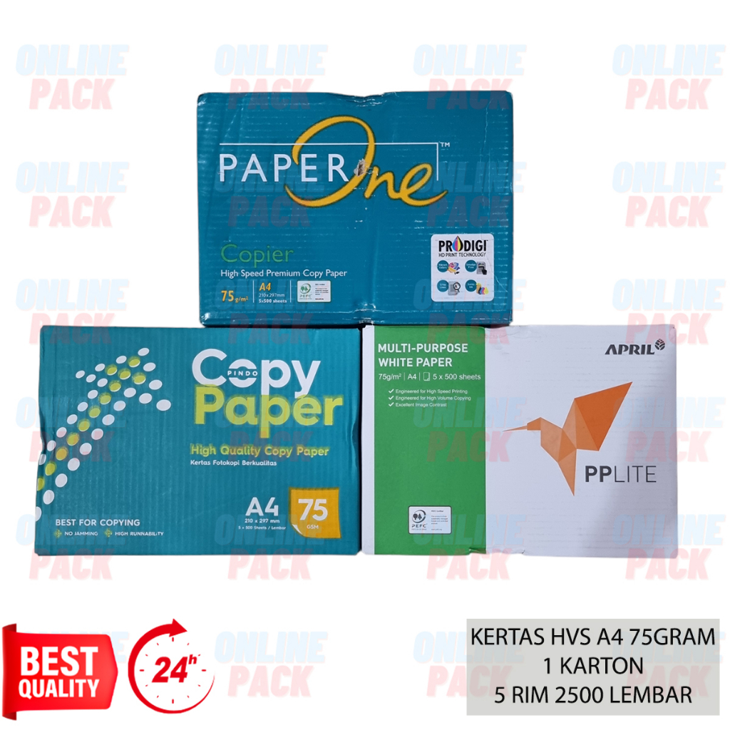 

KERTAS HVS PAPERONE PPLITE COPYPAPER A4 75GR 75GRAM 75 GRAM 1 KARTON 1 DUS 5 RIM 2500 LEMBAR PRODIGI PREMIUM PRINT PAPER