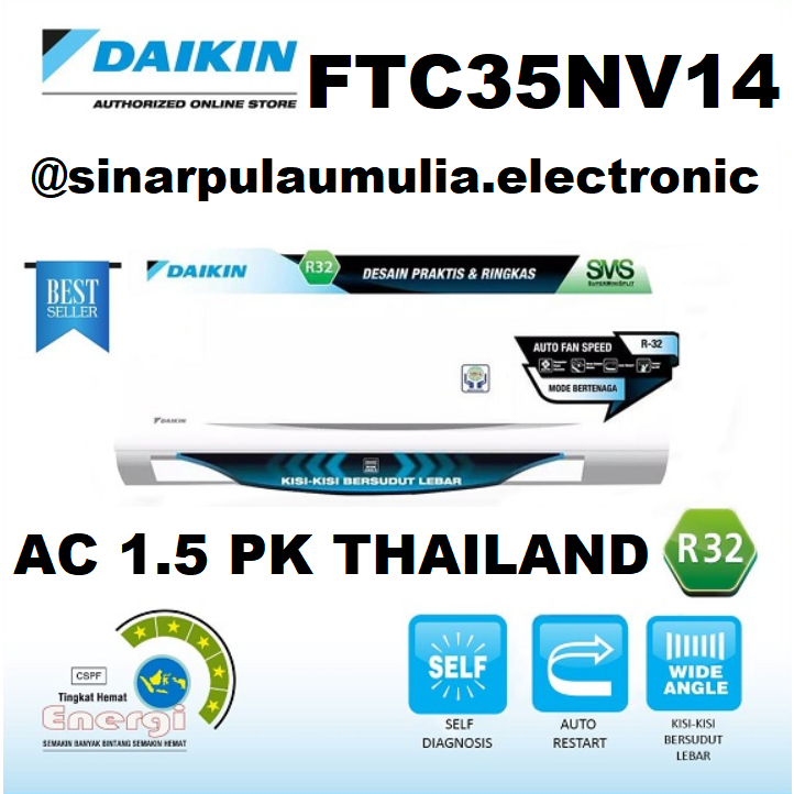 Daikin AC Standard Split 1.5 PK Thailand - FTC35NV14 / FTC 35 NV 14 / FTC 35NV 14 / FTC 35NV14 / FTC