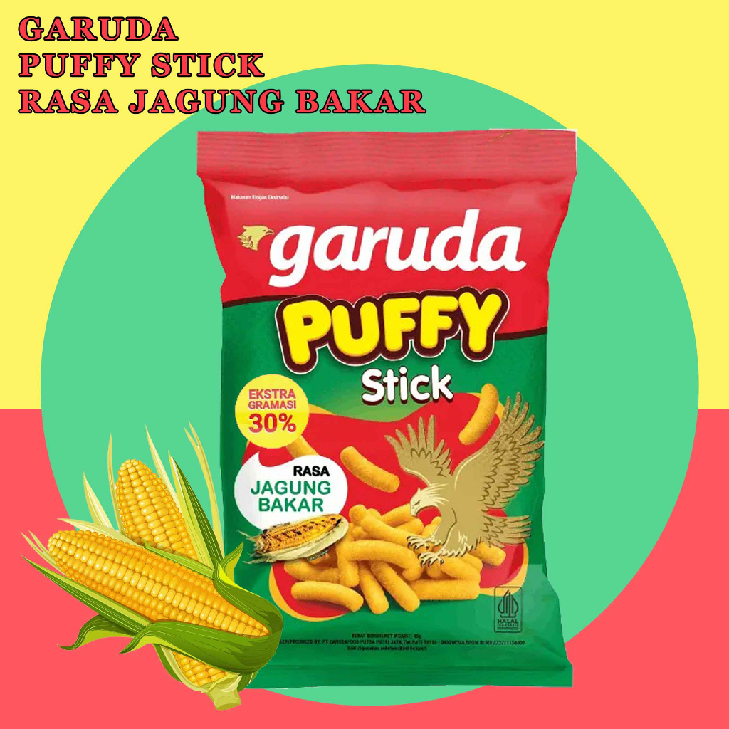 

Garuda Puff Stick / Puff Corn Stick / Snack Rasa Jagung Bakar / 45gr