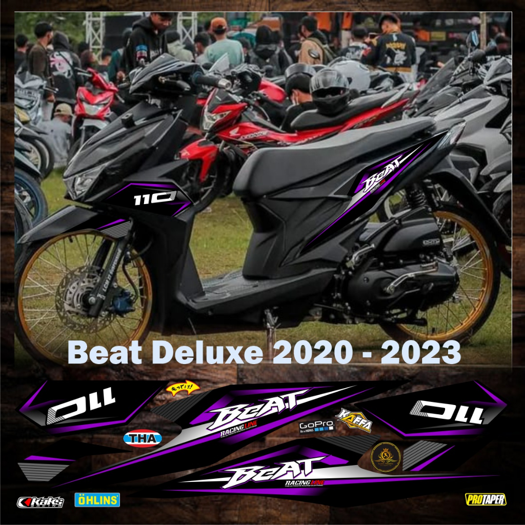 Sticker Beat Deluxe Striping Variasi Beat Street Baru Deluxe List Motif Stiker Volet Ungu