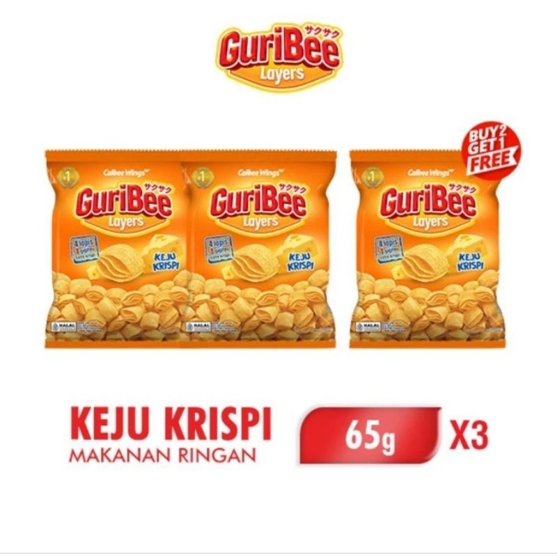 

Guribee Layers Makanan Ringan Keju 65 gr Triple Pack