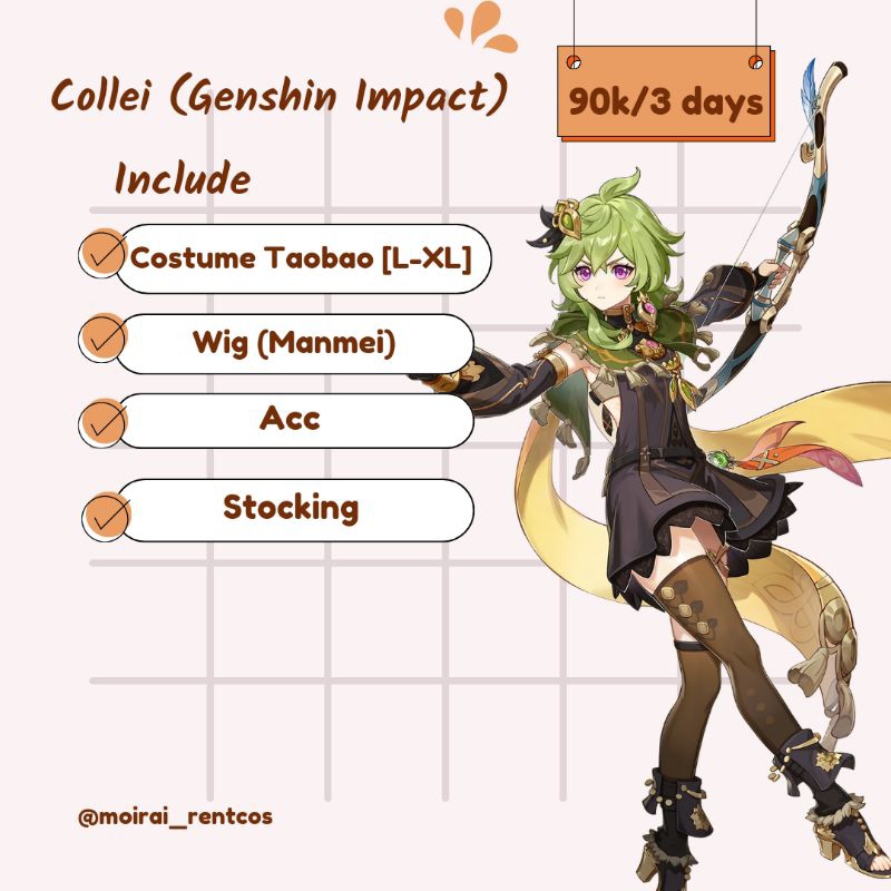 RENTAL COSTUME COSPLAY COLLEI GENSHIN IMPACT