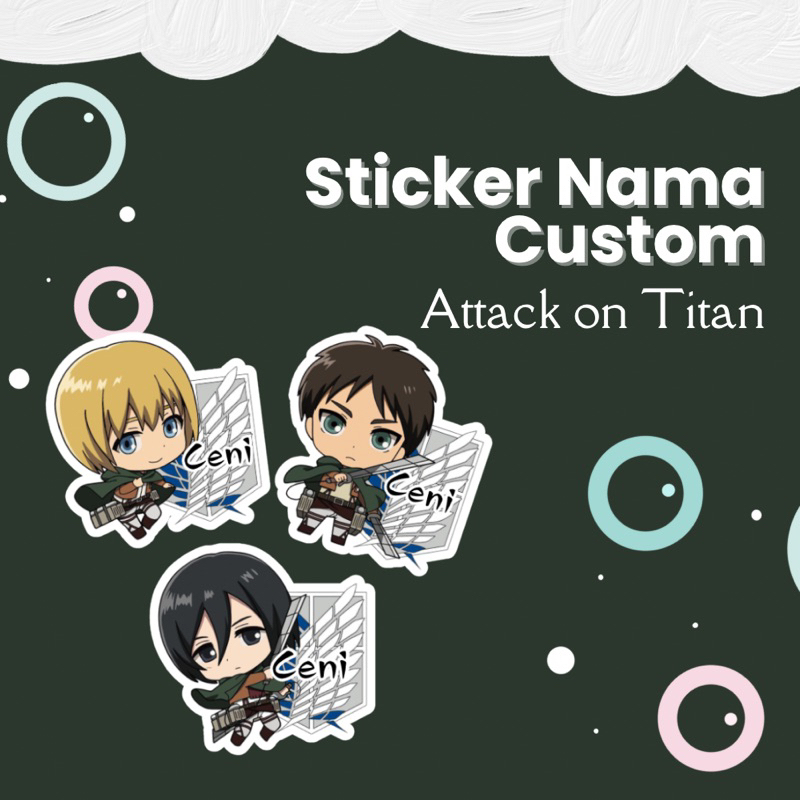 

ANIME ATTACK ON TITAN Sticker nama custom Waterproof