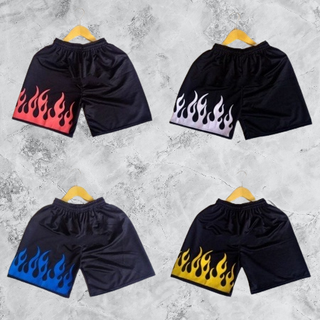 Boxer Motif Api/ Celana Pendek Motif Api/ Kolor Hitam Motif Api Terlaris Termurah