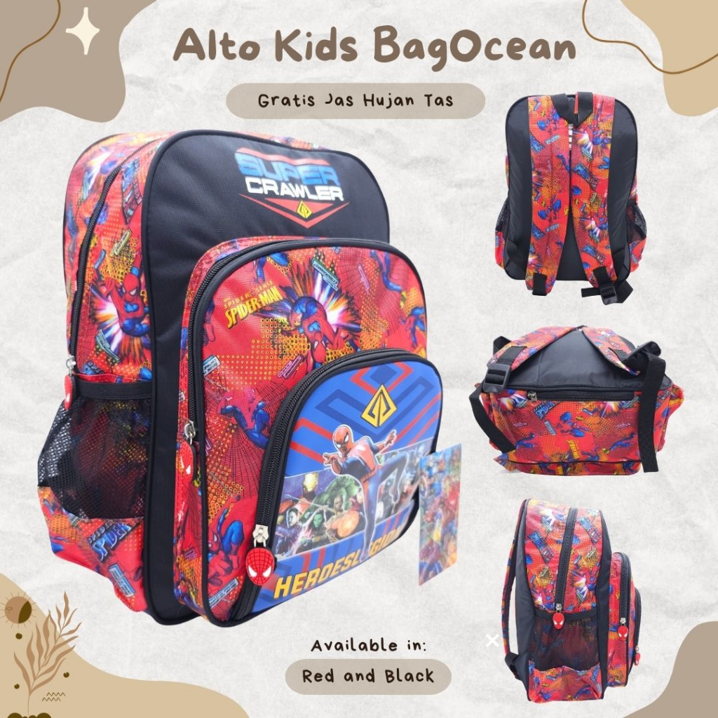 Tas Anak PALO ALTO Laki-Laki Karakter 16 INCHI MURAH / Tas Anak PALO ALTO Cowok TK SD SPIDERMAN TIMB