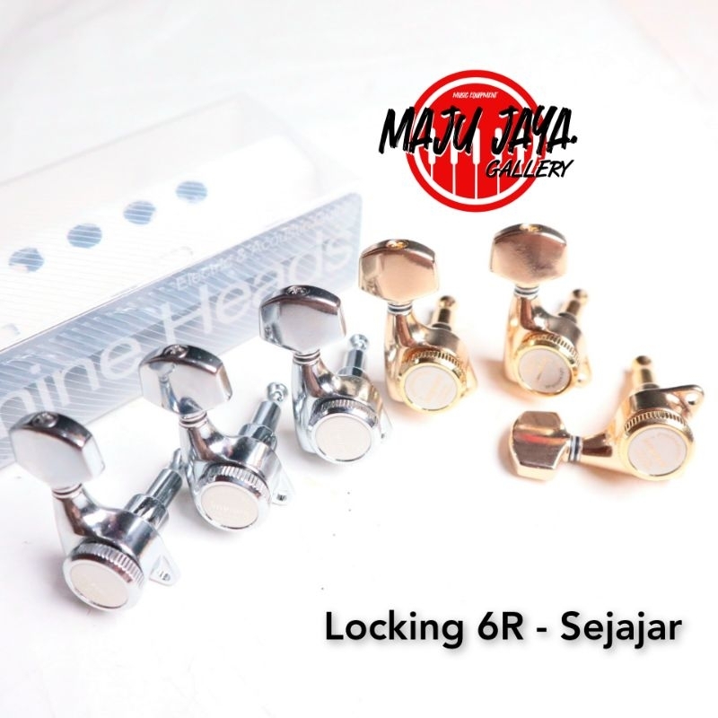 dryer gitar elektrik locking tuner kaynes korea 6R inline sejajar chrome gold