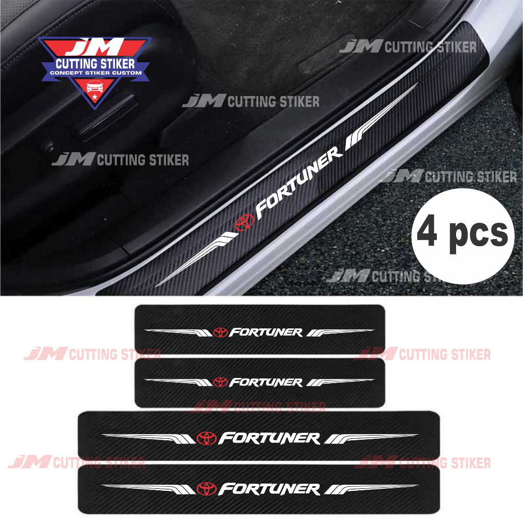 4pcs stiker carbon fortuner cuting stiker pelindung pintu mobil dari pijakan kaki