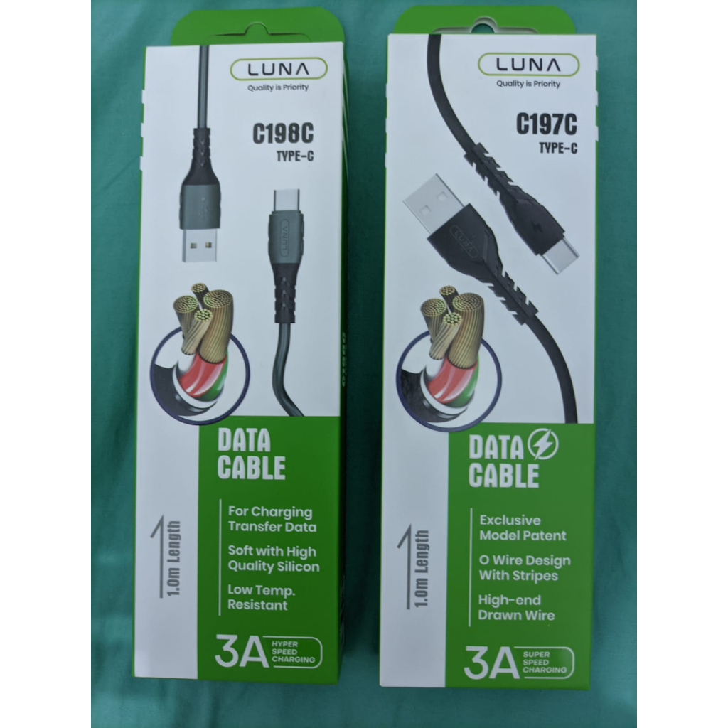 Luna Cable / Kabel Data Type C /Lightning/ Micro USB-QC 3A Fast