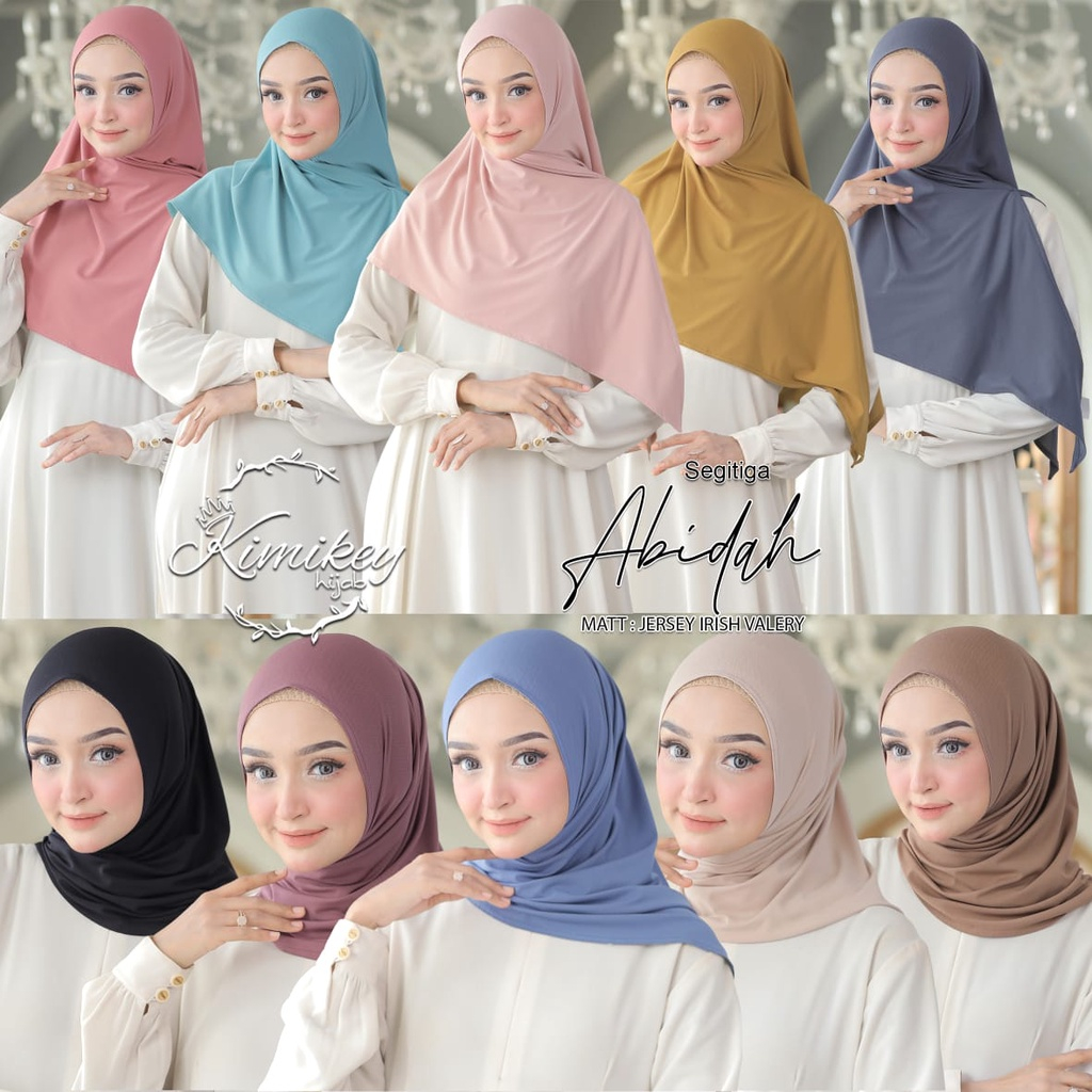 138 JILBAB SEGITIGA ABIDAH ORI KIMIKEY ▪ HIJAB SEGI TIGA INSTAN NON PET JERSEY IRISH VALERY