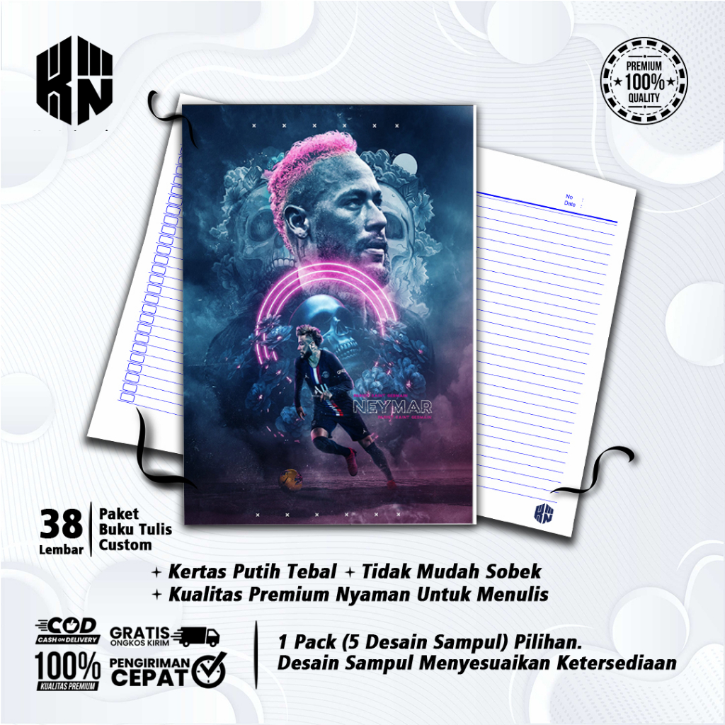 

Buku Tulis Sekolah Custom Tema Sepak Bola NEYMAR JR Bergaris 38 Lembar 1 Pak Isi 5 Buku/ Buku Tulis Anime/ Buku Aesthetic/ Buku Catatan