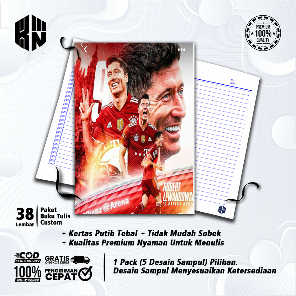 

Buku Tulis Sekolah Custom Tema Sepak Bola LEWANDOWSKI Bergaris 38 Lembar 1 Pak Isi 5 Buku/ Buku Tulis Anime/ Buku Aesthetic/ Buku Catatan