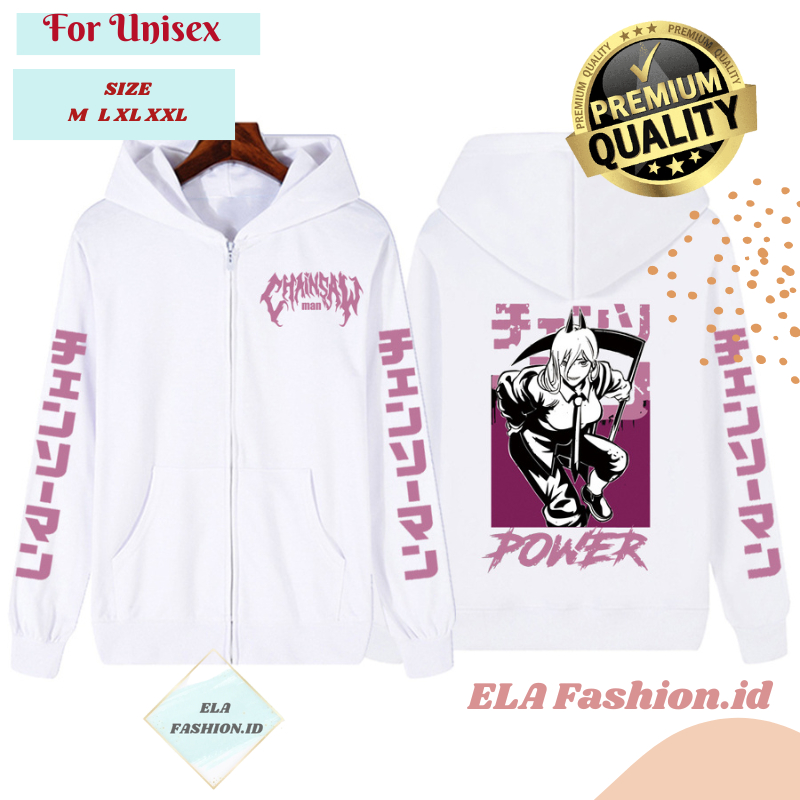 Jaket Zipper Makima Anime Power Chainsaw Man Manga - Jacket Resleting Pria Wanita Unisex