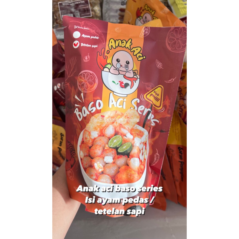 anak aci baso aci series isi telelan sapi / ayam pedas aneka frozen malang