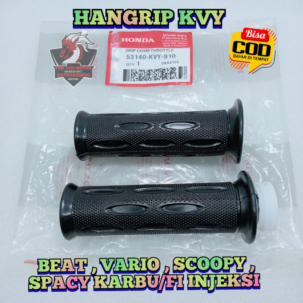 HANDGRIP KVY KUALITAS ASLI ORIGINAL HONDA UNTUK MOTOR BEAT, VARIO, SCOOPY, SPACY KARBU/FI INJEKSI