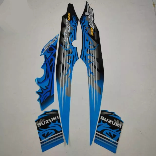 stiker striping suzuki spin sr 125 2012 biru lis body original