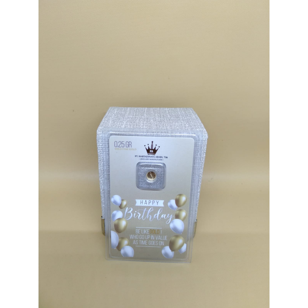 Logam Mulia HARTADINATA Happy Brthday 0,25 Gr 24K Fine Gold 999.9