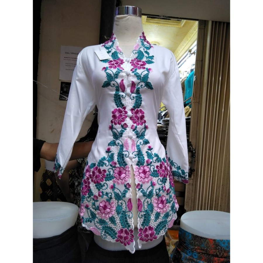 Kebaya Modern Encim Atasan Warna putih Dan Aneka Warna Lainnya Terbaru