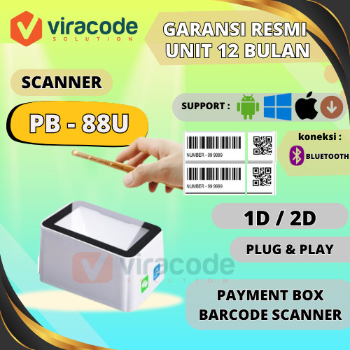 OMNI BARCODE SCANNER 1D-2D IWARE PB88U PAYMENT BOX QRIS / DANA - BLUETOOTH