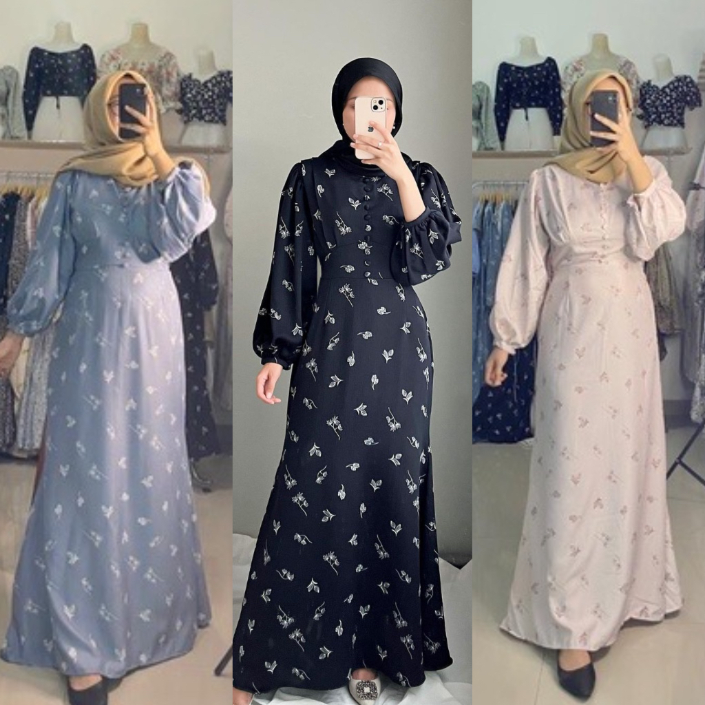 Tiffany Dress / gamis kekinian motif floral shakila
