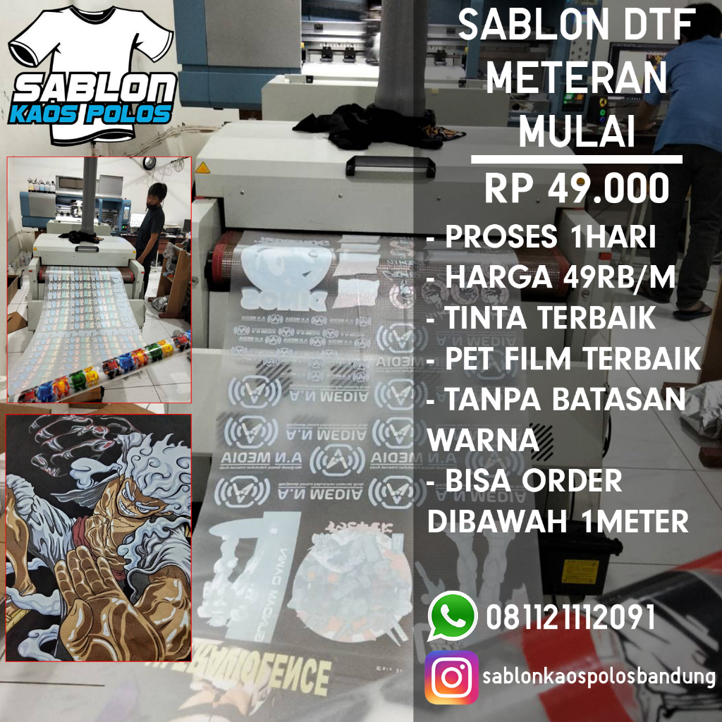 Sablon DTF Satuan / Sablon Dtf murah / Cetak Sablon Satuan Print DTF A4 A3 Meteran