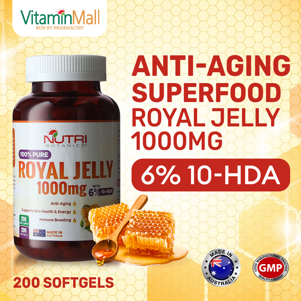 [Ship From Singapore] Nutri Botanics Royal Jelly 1000mg with 6% 10-HDA – Immune Booster, Enhance Ene