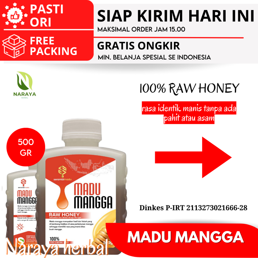 

Madu Murni Mangga - Madu Asli Madu Mentah Nektar Bunga Mangga Tanpa Campuran - 100% Raw Honey