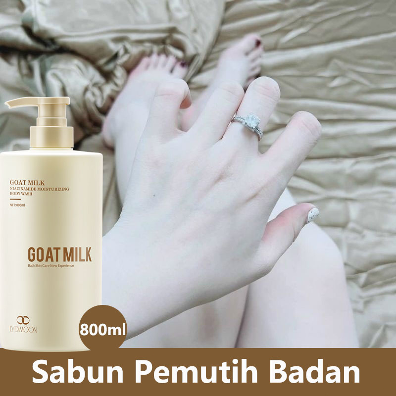 Sabun pemutih badan Sabun mandi cair Whitening body wash 800ml goat milk Niacinamide lembut body was