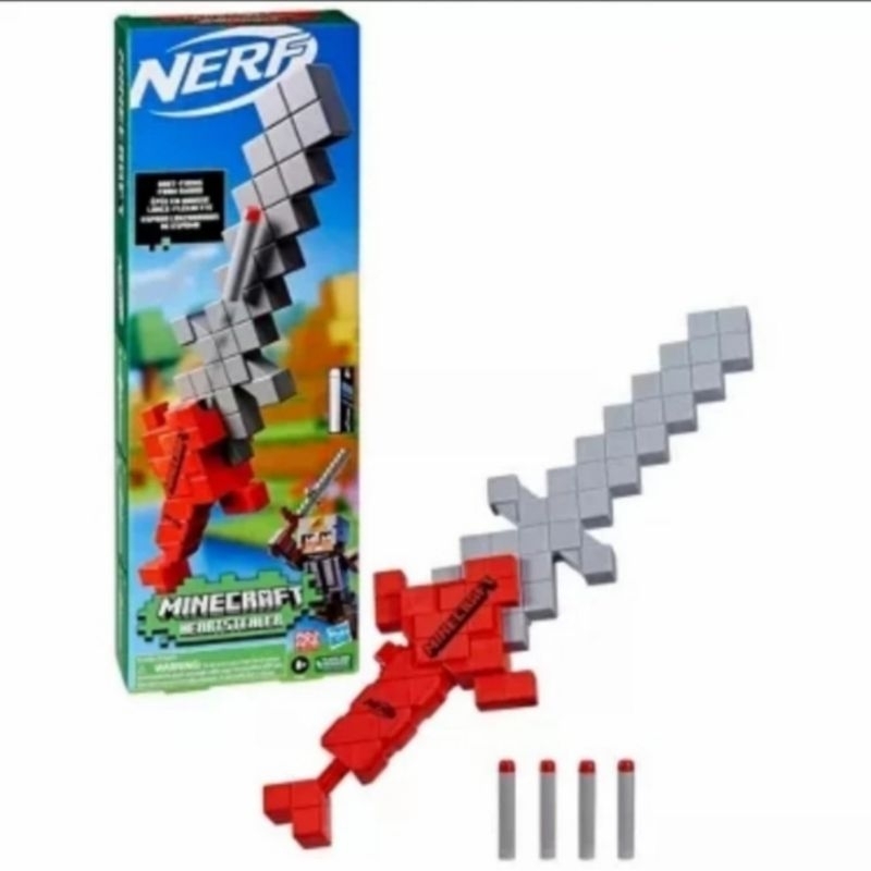 Mainan Anak Nerf Minecraft Heartstealer Sword Inc 4 Foam Darts