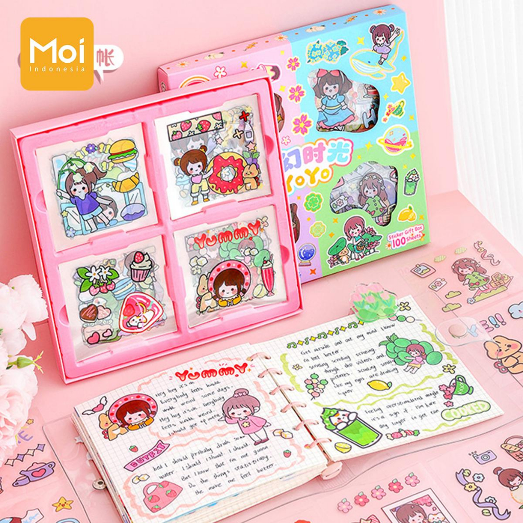 Moi Momo Stiker Model Terbaru PVC Waterproof Motif Kartun