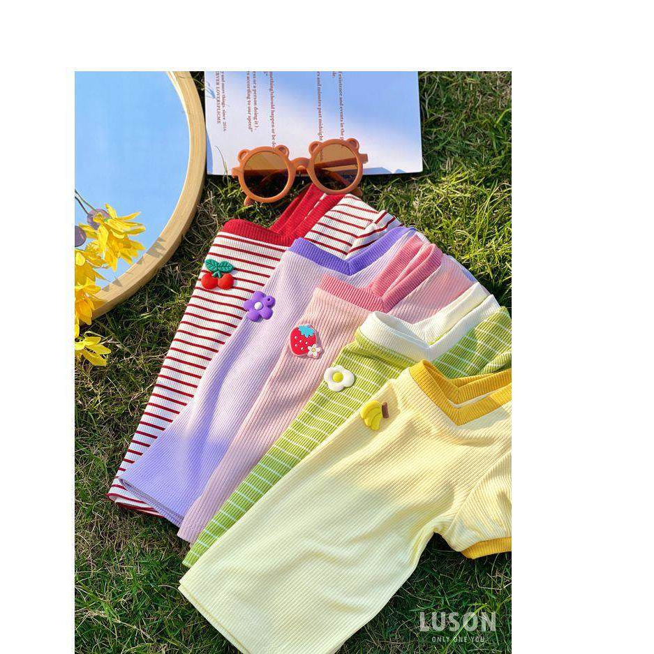 BOBOHO – ATASAN KAOS ANAK PEREMPUAN LENGAN PENDEK KERAH PERSEGI MOTIF BUAH-BUAHAN LUCU