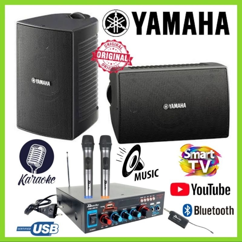 Karaoke Set Mini YAMAHA 6 Inch Ampli Karaoke Smart TV 2 Mic Wireless