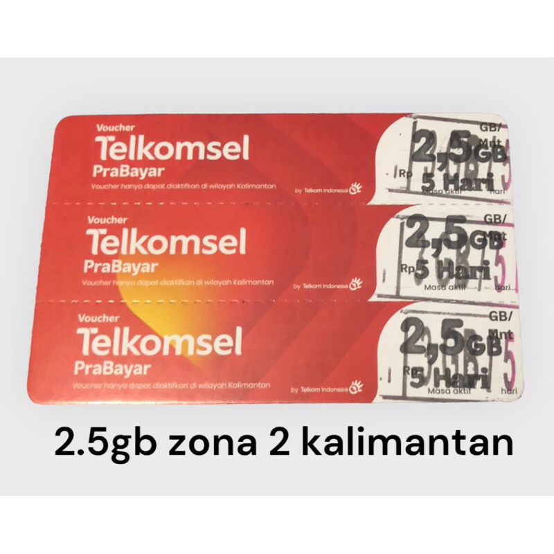 voucher telkomsel 2.5gb kalimantan zona 2