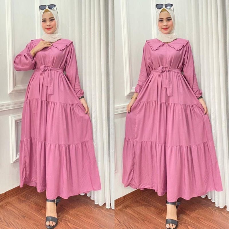 GAMIS NOORA JUMBO RAYON POLOS REMPEL SUSUN//GAMIS TERBARU//