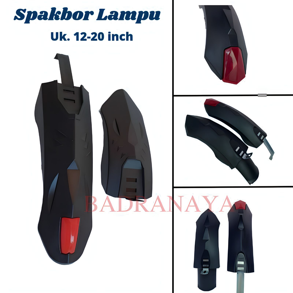 Spakbor Lampu Bisa Nyala Sepeda Anak Slebor Fender 12 - 16 - 18 Inch