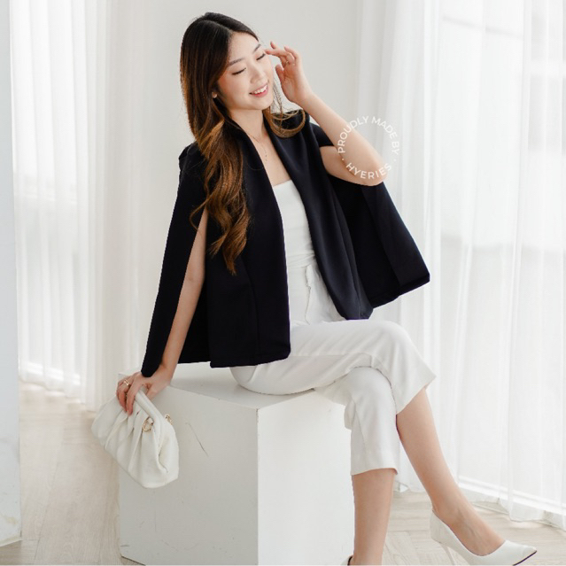 [ HYERIES ] CAPE blazer / blazer wanita korea / blazer kerja / blazer wanita jumbo / korean blazer /