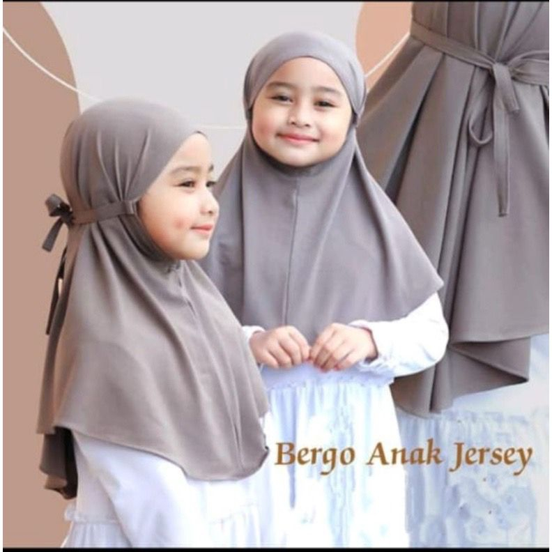 JILBAB BERGO TALI INSTAN ANAK UMUR 5-10 TAHUN / HIJAB INSTAN JERSEY ANAK
