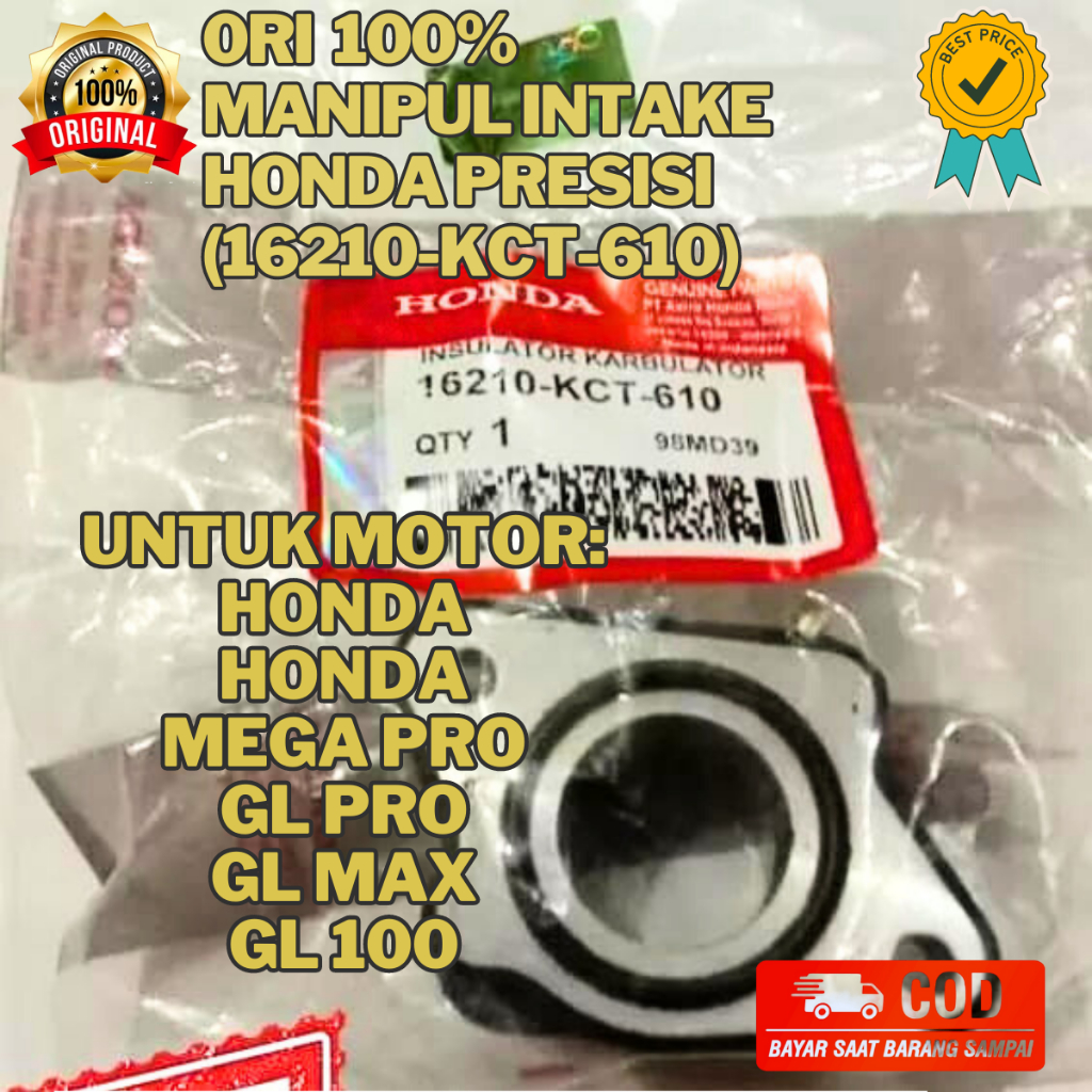 ORI MANIPUL MANIPOL INTAKE ORIGINAL ASLI HONDA PRESISI (16210-KCT-610) AHM GL PRO GL100 MEGA PRO NEO