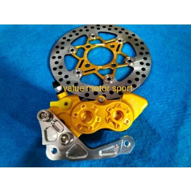 Kaliper ktc kytaco 4p besar motif kiri plus BREKET sama disc PSM uk 220mm buat Vario 150 old Vario 1