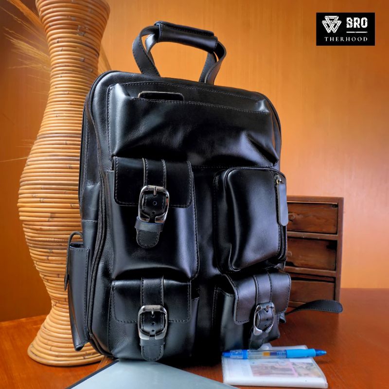 tas ransel laptop kulit sapi ekstra tempat file BPB11
