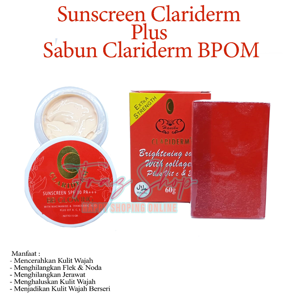 BPOM Sabun Clariderm Plus Sunscreem Clariderm BB Glowing